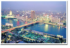 Aerial view of Cairo at night